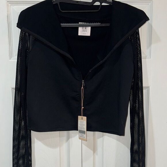 FABLETICS x Demi lovato Black bella midi  Mesh Sleeve full zip  jacket - Picture 8 of 13